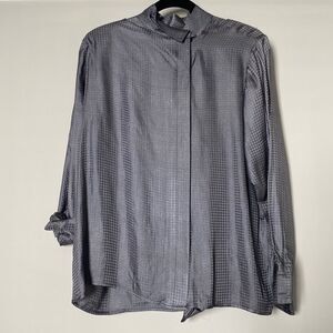 𝅺VINTAGE B.G. STREET Silk Houndstooth Blouse - Gray 12